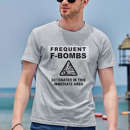 

Men's Tee T shirt Hot Stamping Graphic Prints Letter Plus Size Print Short Sleeve Casual Tops Cotton Basic Designer Big and Tall Gray