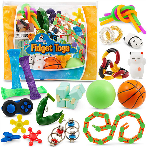

Sensory Fidget Toys 23-Pack – Stress Relief Toys for Focus & Calm – Toy Box & Party Favor Fidget Pack Reusable Bag – Fidget Spinner, Stress Ball, Infinity Cube, Sensory Toy Rings, & More