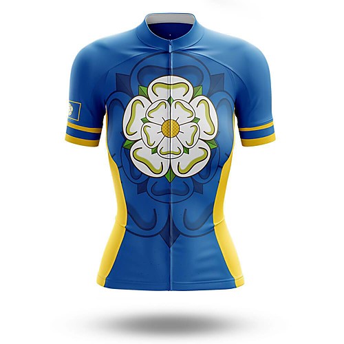 

21Grams Women's Short Sleeve Cycling Jersey Summer Spandex Dark Blue Floral Botanical Bike Top Mountain Bike MTB Road Bike Cycling Quick Dry Moisture Wicking Sports Clothing Apparel / Stretchy