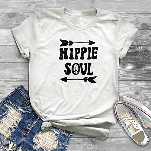 

Women's Plus Size Tops T shirt Graphic Letter Print Short Sleeve Crewneck Basic Summer White Big Size XL XXL 3XL 4XL 5XL