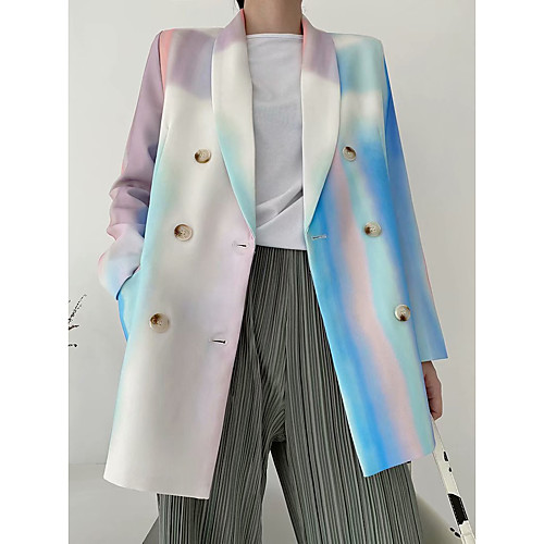 

Women's Coat Daily Wear Fall Spring Regular Coat Regular Fit Casual / Daily Jacket Tie Dye Pocket color