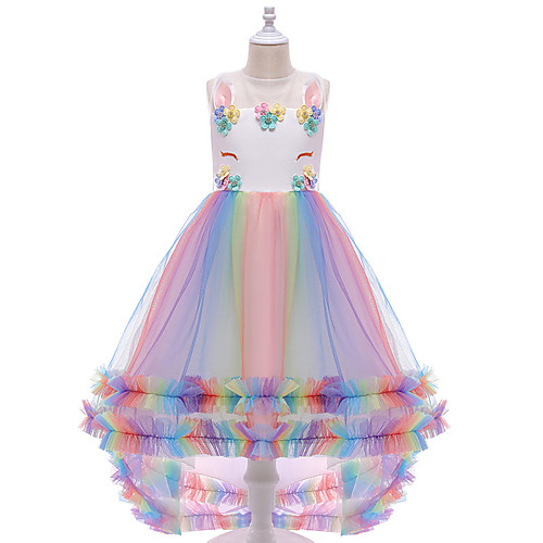 

Princess Unicorn Cosplay Costume Masquerade Flower Girl Dress Girls' Movie Cosplay Vacation Christmas White Pink Dress Christmas Halloween Masquerade Polyester / Cotton