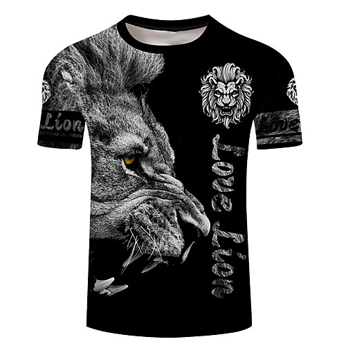 

Men's Unisex Tee T shirt 3D Print Graphic Prints Lion Plus Size 3D Print Short Sleeve Casual Tops Basic Designer Big and Tall A B C