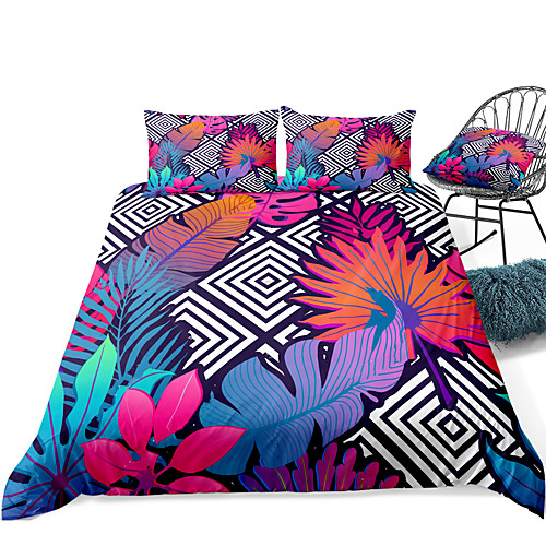 

Duvet Cover Sets 3 Piece Rayon / Polyester 3D Rainbow Reactive Print Bohemian Style