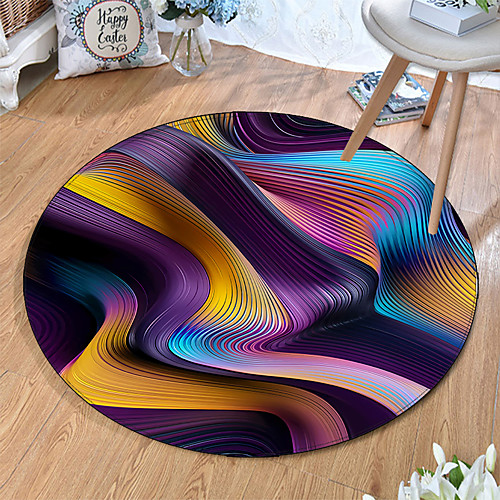 

Round 5mm Area Rugs Machine Made Polyster Non Skid Modern 3D