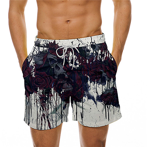 

Men's Designer Casual / Sporty Big and Tall Quick Dry Breathable Soft Holiday Beach Swimming Pool Shorts Bermuda shorts Swim Trucks Pants Tie Dye Graphic Prints Skull Short Drawstring Elastic