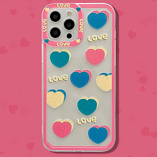 

Phone Case For Apple Back Cover iPhone 12 Pro Max 11 SE 2020 X XR XS Max 8 7 Shockproof Dustproof Heart Geometric Pattern TPU