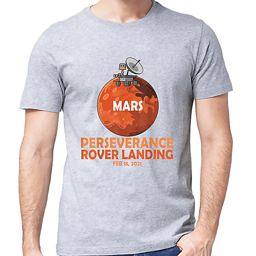 

Men's Unisex Tee T shirt Hot Stamping Graphic Prints Planet Letter Plus Size Print Short Sleeve Casual Tops Cotton Basic Designer Big and Tall Black Light gray