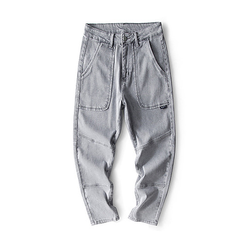 

Men's Stylish Sporty Casual / Sporty Streetwear Comfort Daily Sports Pants Jeans Trousers Pants Letter Full Length Pocket Print Smoky gray