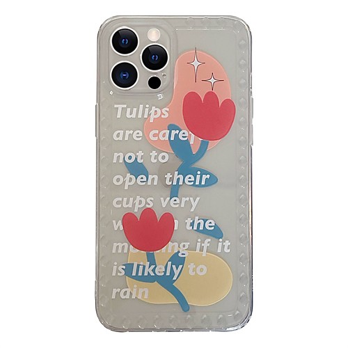 

Phone Case For Apple Back Cover iPhone 12 Pro Max 11 SE 2020 X XR XS Max 8 7 Shockproof Dustproof Translucent Word / Phrase Flower TPU