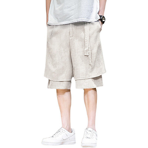 

Men's Sporty Casual / Sporty Quick Dry Breathable Soft Daily Sports Chinos Shorts Pants Solid Color Short Drawstring Elastic Waist White Black Navy Blue