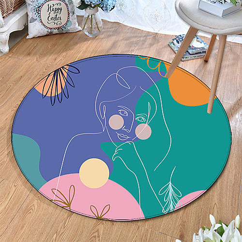 

Round 5mm Area Rugs Machine Made Polyster Non Skid Modern 3D