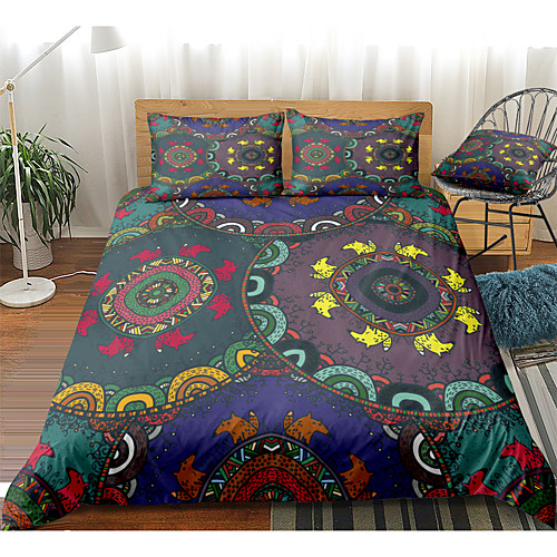 

Duvet Cover Sets 3 Piece Rayon / Polyester 3D Rainbow Reactive Print Bohemian Style