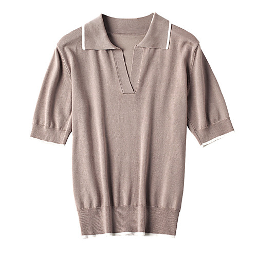 

Women's Solid Color Cardigan Short Sleeve Sweater Cardigans V Neck Black khaki off-white