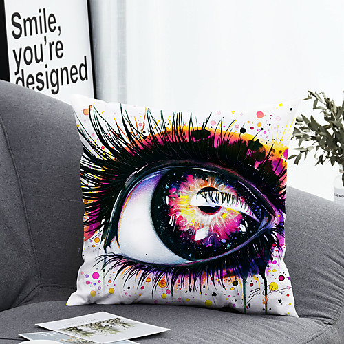 

1 Pc Eye Polyester Pillow Cover Pillow Cover Geometric 3D Simple Square Zipper Traditional Classic