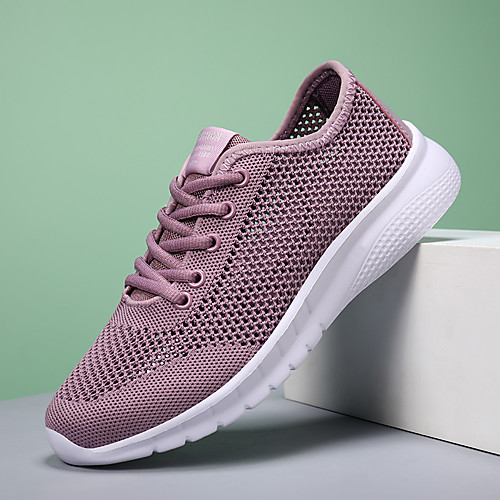 

Unisex Trainers Athletic Shoes Round Toe Daily Outdoor Mesh Tissage Volant Lace-up White Purple Black