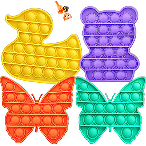 

4 PCS Push Pop Bubble Sensory Toy Push Pop Fidget Toy Silicone Popper Fidget Toy Stress Reliever Bubble Sensory Fidget Toy Autism Special Needs Push It Fidget Toy for Kids Students