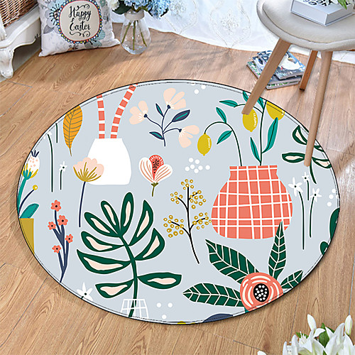 

Round 5mm Area Rugs Machine Made Polyster Non Skid Modern 3D