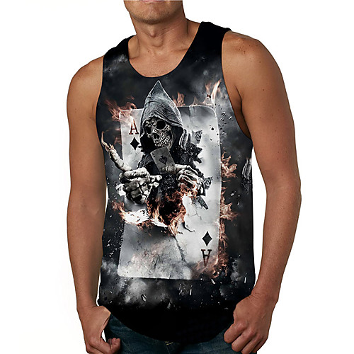

Men's Tank Top Undershirt 3D Print Graphic Prints Skull Print Sleeveless Daily Tops Casual Designer Big and Tall Black