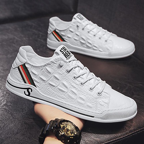 

Men's Sneakers Lace up Classic Daily Walking Shoes PU Breathable White Black Summer