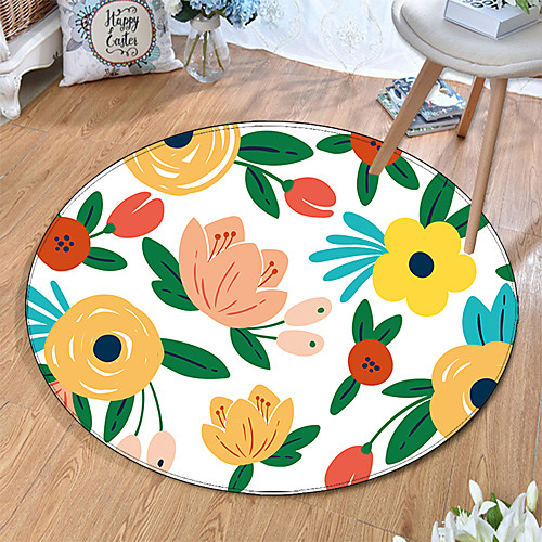 

Round 5mm Area Rugs Machine Made Polyster Non Skid Modern 3D