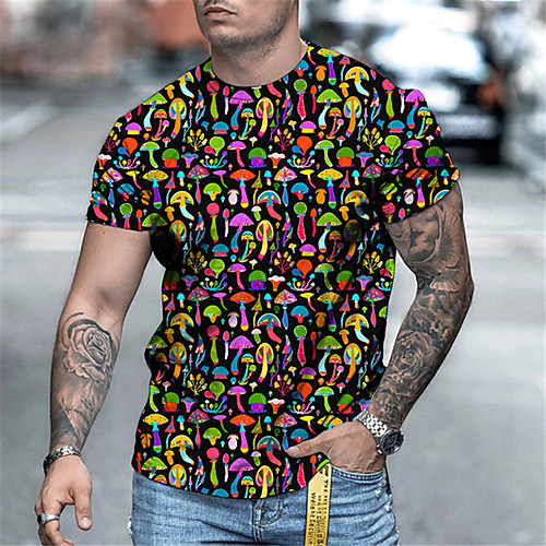

Men's Tee T shirt 3D Print Graphic Mushroom Plus Size Short Sleeve Casual Tops Basic Designer Slim Fit Big and Tall A B C