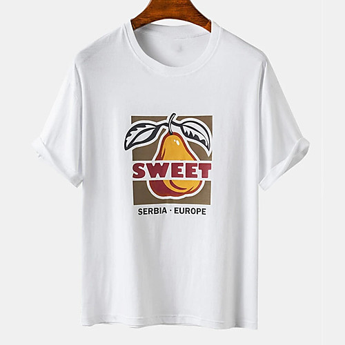 

Men's Unisex Tee T shirt Hot Stamping Graphic Prints Fruit Letter Plus Size Print Short Sleeve Casual Tops Cotton Basic Designer Big and Tall White Black