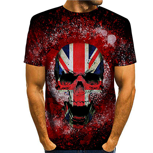 

Men's Tee T shirt 3D Print Graphic Prints Skull Print Short Sleeve Daily Tops Casual Designer Big and Tall Red
