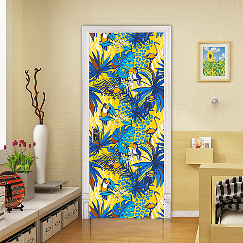 

2pcs Self-adhesive Creative Door Stickers Cartoon Parrot Living Room Diy Decoration Home Waterproof Wall Stickers