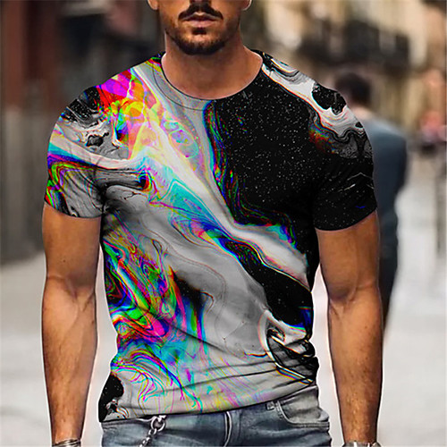 

Men's Tee T shirt 3D Print Graphic Oil Painting Plus Size Short Sleeve Casual Tops Basic Designer Slim Fit Big and Tall A B C