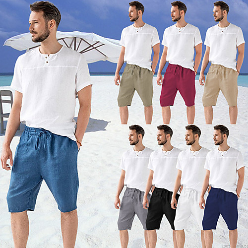 

Men's Sporty Casual / Sporty Quick Dry Breathable Soft Daily Sports Chinos Shorts Pants Solid Color Short Drawstring Elastic Waist Blue Wine Khaki Green White