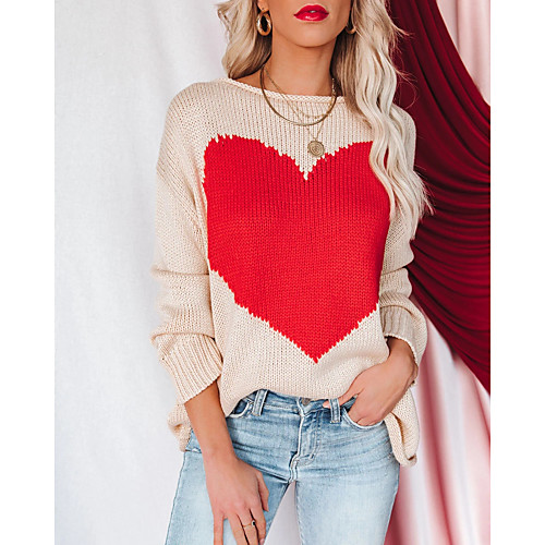 

Women's Pattern Cardigan Long Sleeve Sweater Cardigans U Neck Apricot