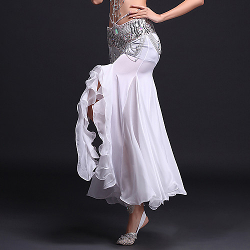 

Women's Performance Festival Basic Skirts Color Block Split Ruffle Patchwork White Blue Yellow