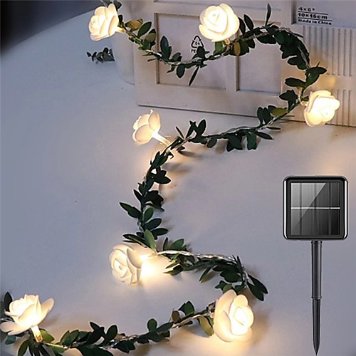 

Solar Rose Lights Outdoor 2pcs 1pcs Sloar Rose Flower LED Fairy String Lights 3m 20 leds Solar Powered Wedding Valentine's Day Event Party Garland Decor Luminaria