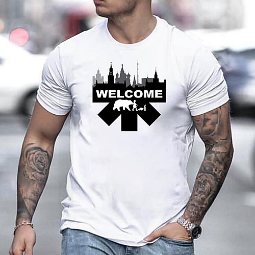 

Men's Unisex Tee T shirt Hot Stamping Graphic Prints Letter Plus Size Print Short Sleeve Casual Tops Basic Designer Big and Tall White Blue Black