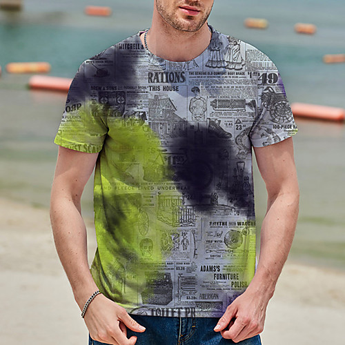 

Men's Tee T shirt Shirt 3D Print Cartoon Graphic Prints Print Short Sleeve Daily Tops Casual Designer Big and Tall Gray