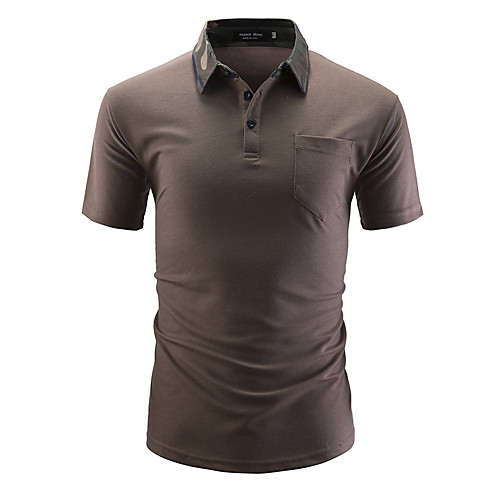 

Men's Golf Shirt Tennis Shirt Solid Color Button-Down Short Sleeve Street Tops Cotton Business Casual Comfortable White Black Coffee