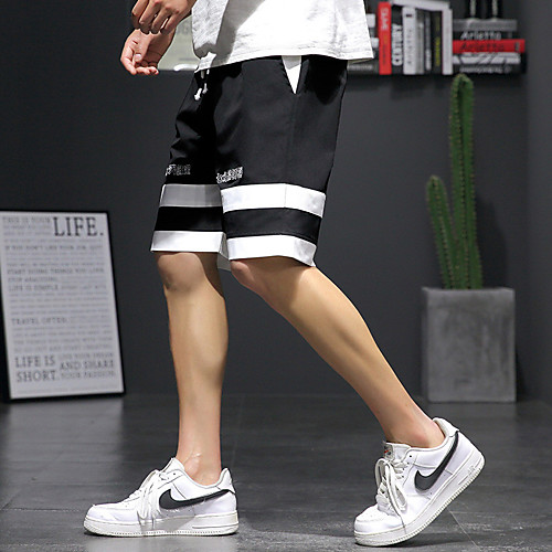 

Men's Stylish Sporty Casual / Sporty Streetwear Comfort Daily Sports Shorts Bermuda shorts Pants Stripe Knee Length Drawstring Pocket Elastic Drawstring Design Blue Blushing Pink Black Khaki Gray