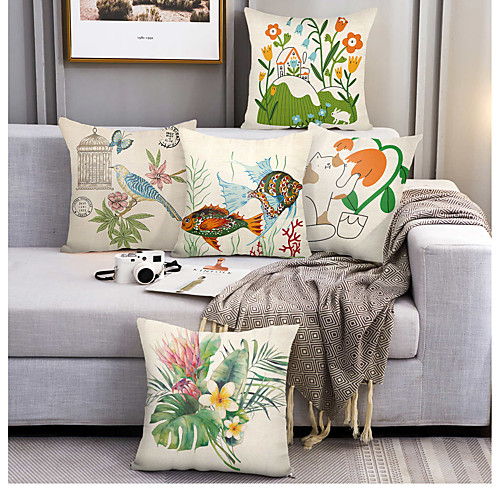

Double Side Cushion Cover 5PC Soft Decorative Square Throw Pillow Cover Cushion Case Pillowcase for Sofa Bedroom Superior Quality Machine Washable Outdoor Cushion for Sofa Couch Bed Chair