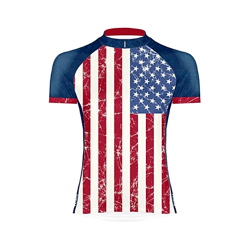 

21Grams Women's Short Sleeve Cycling Jersey Summer Spandex Polyester RedBlue National Flag Bike Jersey Top Mountain Bike MTB Road Bike Cycling Quick Dry Breathable Back Pocket Sports Clothing Apparel