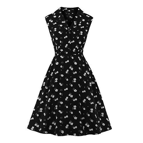 

Women's A Line Dress Midi Dress Red Wine Green Black Sleeveless Floral Print Summer Vintage 2021 S M L XL XXL