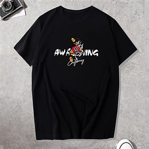 

Men's Unisex Tee T shirt Shirt Hot Stamping Graphic Prints Letter Plus Size Short Sleeve Casual Tops Cotton Basic Vintage Designer Big and Tall Black