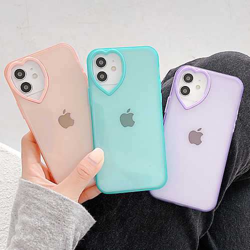 

Phone Case For Apple Back Cover iPhone 12 Pro Max 11 SE 2020 X XR XS Max 8 7 Shockproof Dustproof Heart Solid Colored TPU