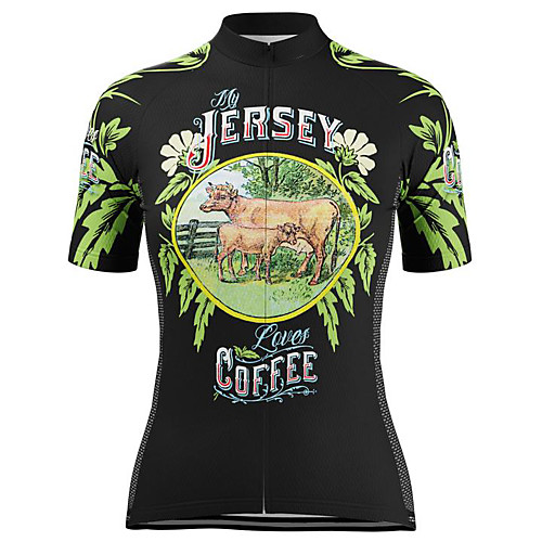 

21Grams Women's Short Sleeve Cycling Jersey Summer Spandex Polyester Black / Green Bike Jersey Top Mountain Bike MTB Road Bike Cycling Quick Dry Moisture Wicking Breathable Sports Clothing Apparel