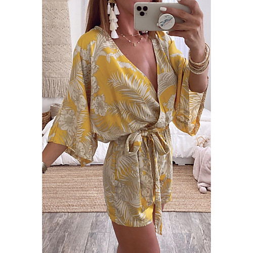 

Women's Casual 2021 White Yellow Jumpsuit Print