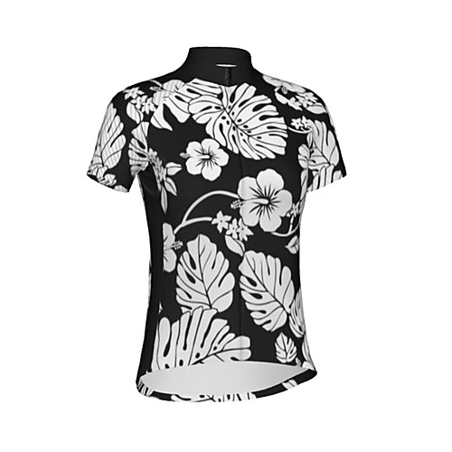 

21Grams Women's Short Sleeve Cycling Jersey Summer Spandex BlackWhite Floral Botanical Bike Top Mountain Bike MTB Road Bike Cycling Quick Dry Sports Clothing Apparel / Athleisure