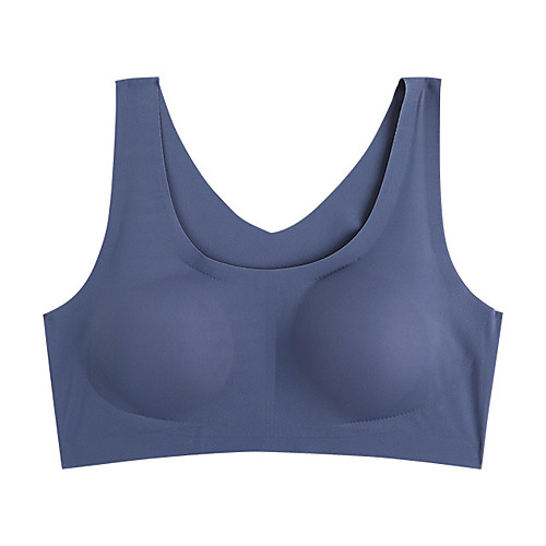 

Women's Bra Seamless Full Coverage Plain Stretchy Causal Daily Navy Blue