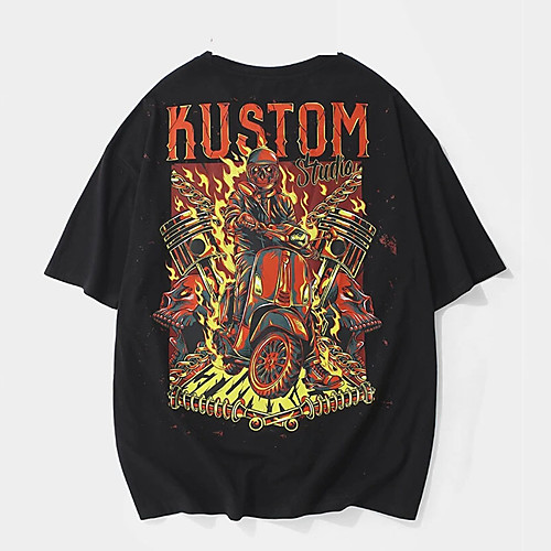 

Men's Unisex Tee T shirt Hot Stamping Graphic Prints Skull Plus Size Print Short Sleeve Casual Tops Cotton Basic Designer Big and Tall Black
