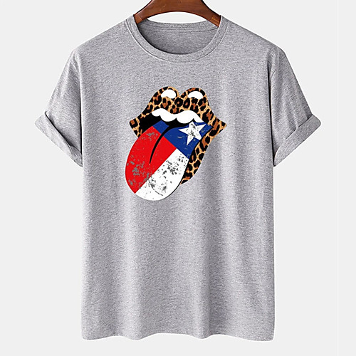 

Men's Unisex Tee T shirt Hot Stamping Graphic Prints Mouth Plus Size Print Short Sleeve Casual Tops Cotton Basic Designer Big and Tall White Black Khaki
