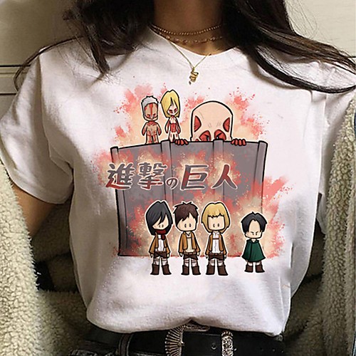 

Inspired by Attack on Titan Cosplay Anime Cartoon Polyester / Cotton Blend Print Harajuku Graphic Kawaii T-shirt For Women's / Men's